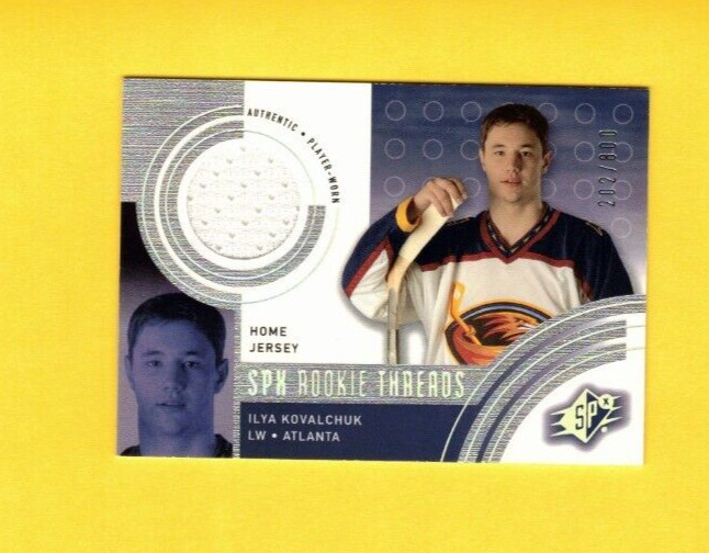 2001 UD SPX Ilya Kovalchuk SPX Rookie Threads Jersey Card 202/800