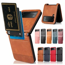 For Samsung Z Flip 7/6/5/4/3 Shockproof Leather Hybrid Card Slot Slim Hard Case