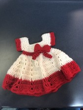 New Handmade 0-3 Month Crochet Christmas Dress/ Red White