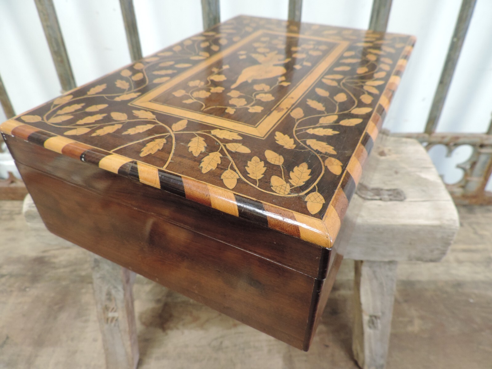 Superb!!! Antique/Folk Art Killarney Ware Irish Inlaid Jewellery/Sewing