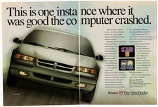 1995 DODGE Stratus ES Vintage Original 2 page Print AD Silver car photo computer