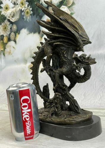 Winged Dragon Fantasy Mythology Gargoyle  Unique Bronze Statue Sculpture Figure - Afbeelding 1 van 7