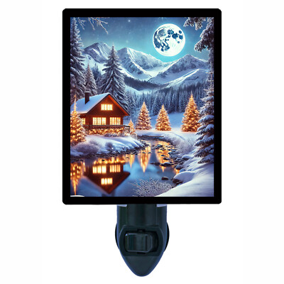 Decorative Photo Night Light, Moonlit Sanctuary, Moon, Winter