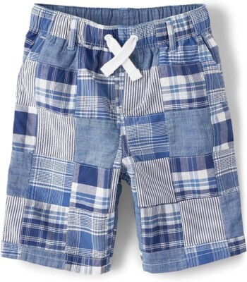 NWT Gymboree Sandy Shores Blue Patchwork Shorts Boy's Size 12-18 Months