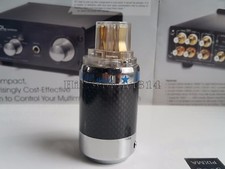 1x HiFi Audio IEC Female Copper Gold Carbon Fiber AC Power Plug Connector