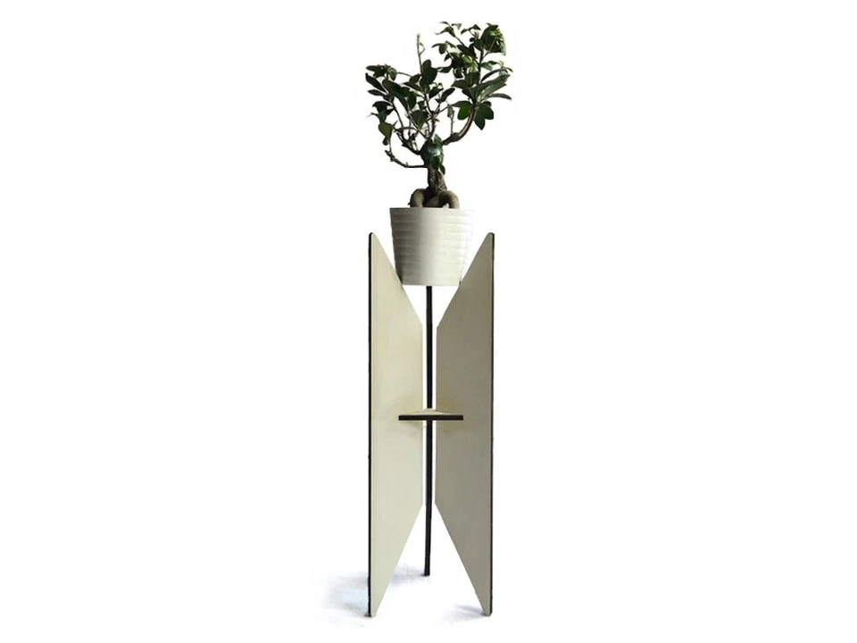 Modern Tripod Wood Plant Stand Alone & Stylish Tealight Candle Flowerpot Holder - Image 2 of 4