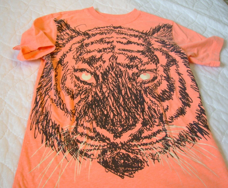 Lote de 2 camisetas para niños Place Boys talla 7 8 naranja TIGRE azul SKATER Top Foto 3 de 3