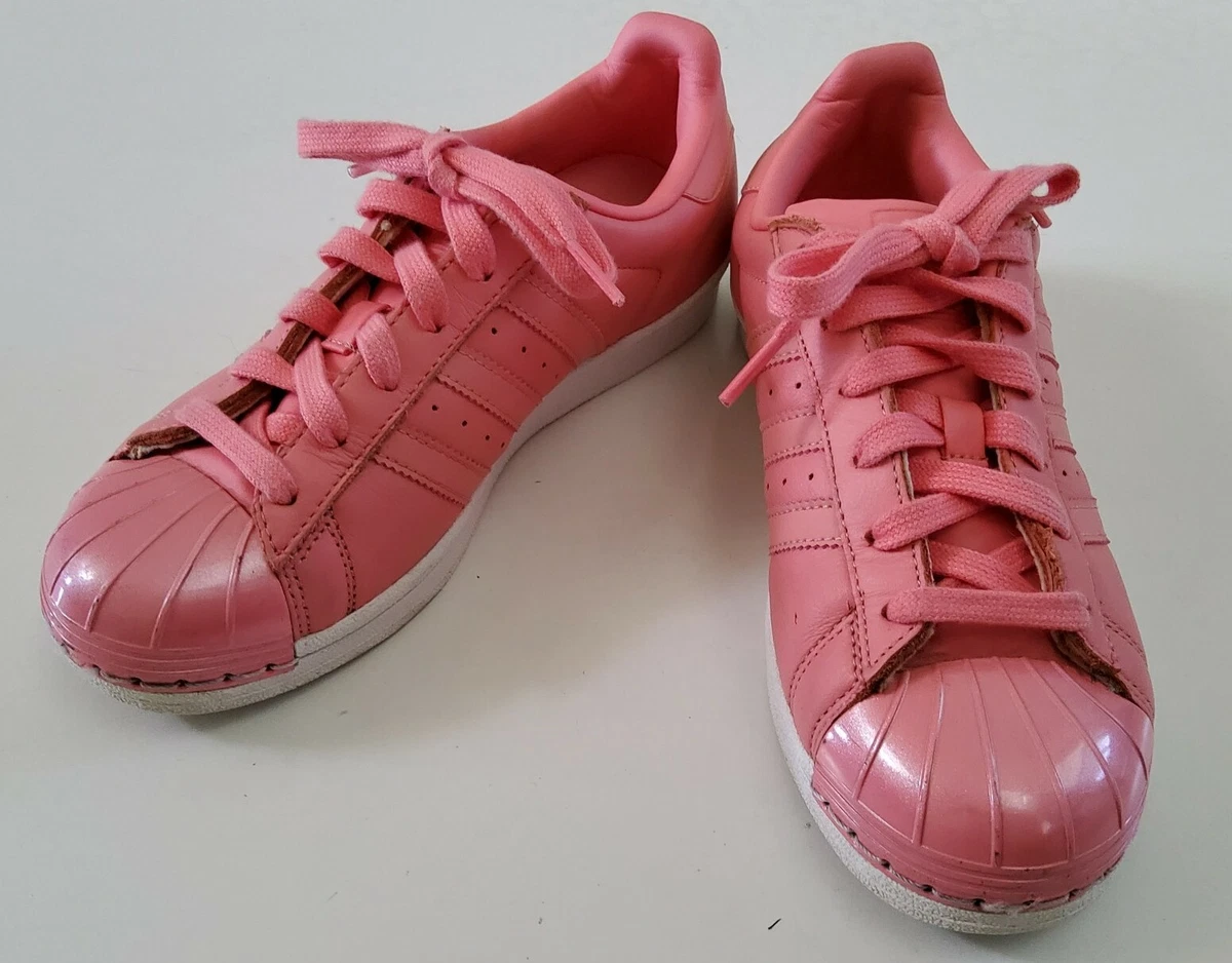 Mier College Perforeren Adidas Superstar Women&#039;s Bright Pink Leather Metal Toe Sneakers Size 6  | eBay