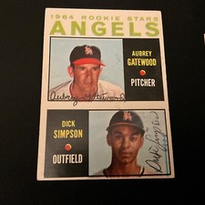 Autographed  1964 Topps rookies w/ AUBREY GATEWOOD & DICK SIMPSON  . #Z-1