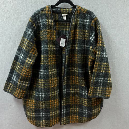 Ava & Viv Jacket Womens 2X Plaid Coat Overcoat Multicolor Open Front - Picture 9 of 13