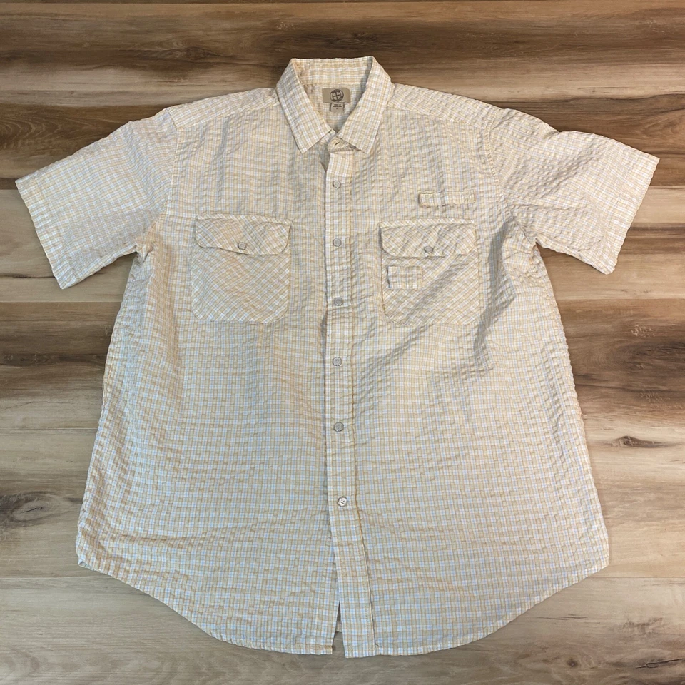 Haband Travelers Shirt Mens Large Summer Plaid Seersucker Button Snap Breathable Foto 2 de 4