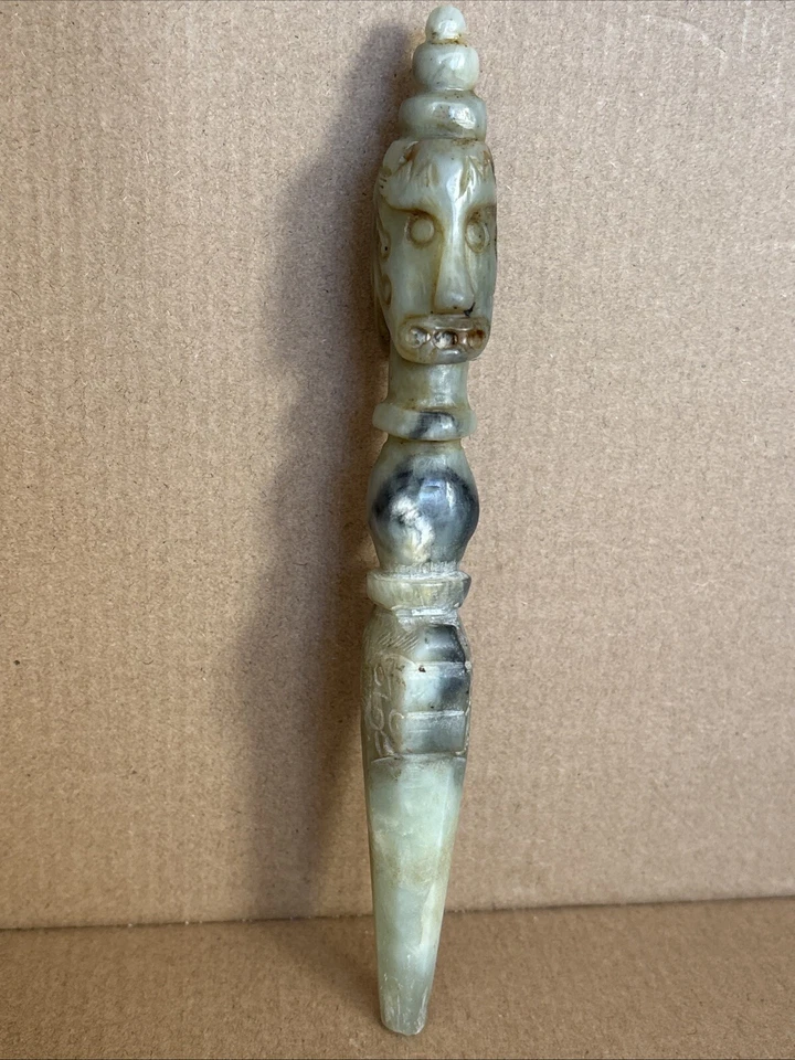 Rare Old Jade Like Stone Carved Phurba Dagger - Image 2 of 4