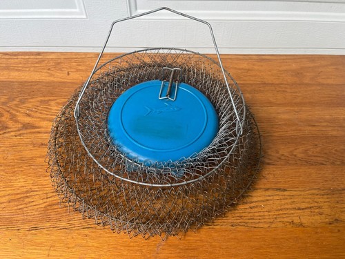 Vintage Fishing Metal Wire Fish Keeper Net Live Bait Basket Cage Collapsible - Imagen 4 de 4