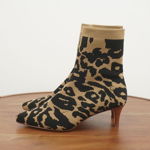 Louise Et Cie Womens Vachel Ankle Boots Kitten Heel Leopard Knit Pointed Toe 5.5 - Picture 4 of 9