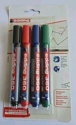 edding 360 Whiteboardmarker - bunte Farben - 4 Whiteboard Stifte