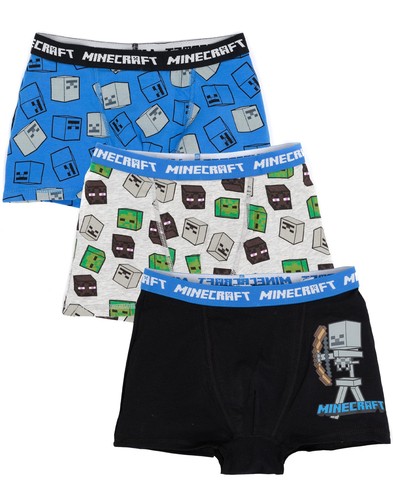 Minecraft Character Placement Print - Creeper , Skeleton & Enderman Boxer Shorts