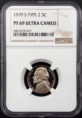 1979 S Type 2 Proof Jefferson Nickel graded PF 69 Ultra Cameo by NGC! sku 79077