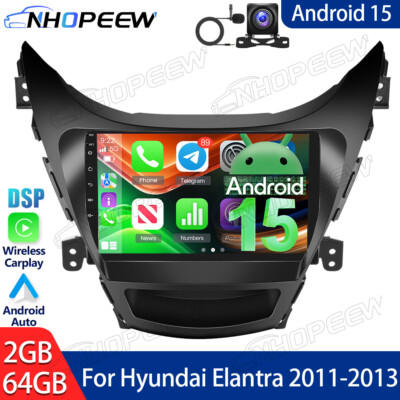 For Hyundai Elantra 2011-2013 Android 15 Car Stereo Radio Apple Carplay GPS Navi