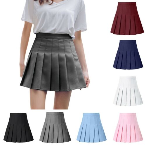 Fashion Women's High Waist Pleated Skirts Casual Tennis Style Mini Skater Skirt