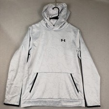 Under Armour Gray Boys Youth XL YXL Loose Rival Fleece Printed Hoodie ColdGear