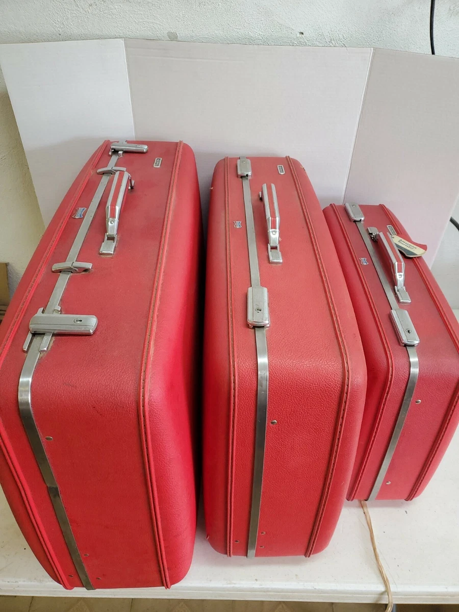 Vintage American Tourister Red Travel Luggage Set 3 piece