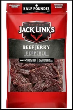 Jack Link's Beef Jerky, Peppered, ½ Pounder Bag Flavorful Meat Snack no MSG