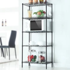 5 Tier Storage Wire Shelving Rack Adjustable Steel Garage Laundry Kitchen Black
