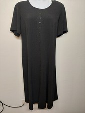STUDIO C PLUS Maxi Dress Size 24 W Black LONG Poly Crepe Stretch Short Sleeve