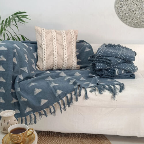 Indigo Mud Cloth Throw Blanket for Home Furnishing - Picture 4 of 4