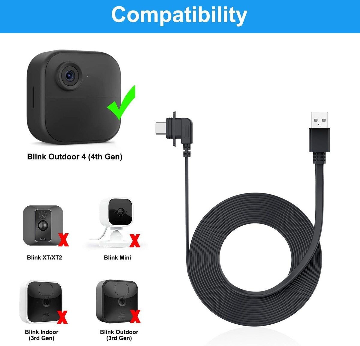 Itramax Cavo Elettrico Impermeabile Da 6Metri (1 Pezzo) Per La Telecamera Esterna Blink Outdoor 4th Gen,Lungo E Sottile Cavo Per Una Funzionamento Costante Della Tua Telecamera Blink : Amazon.it: Commercio, Industria E