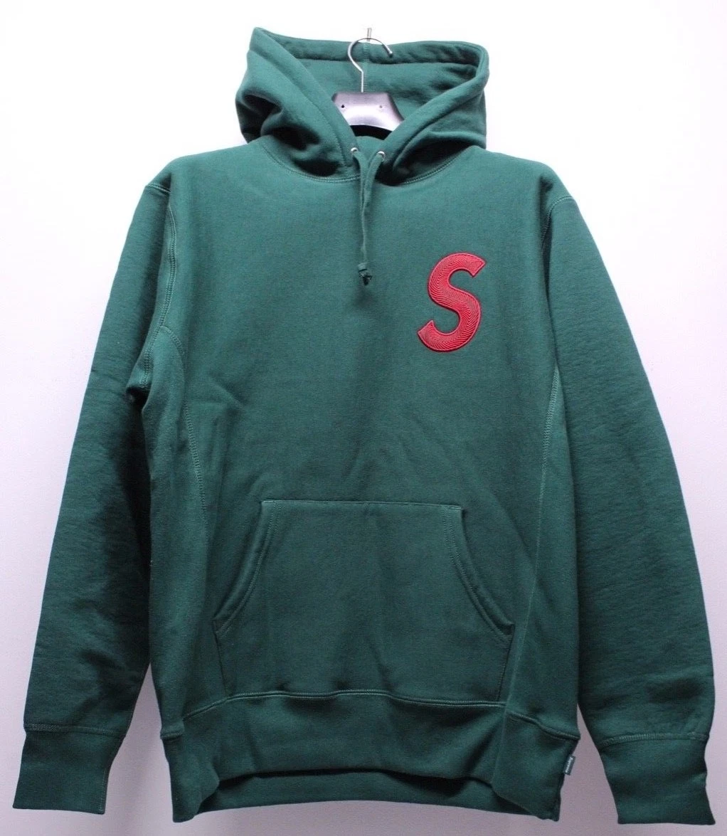 Sweat à capuche homme Supreme S logo vert rouge taille L FW18SW50 neuf