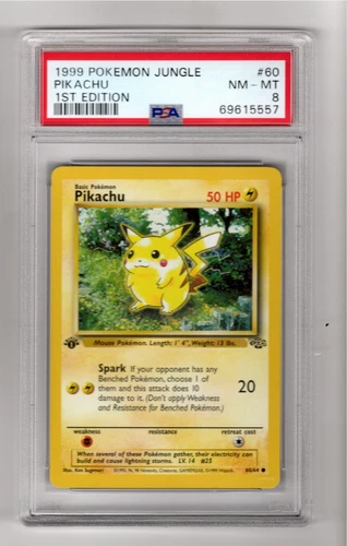 1999 WOTC Pokemon Game Jungle Set Pikachu 1st Edition 60/64 PSA 8 NEARMINT MINT