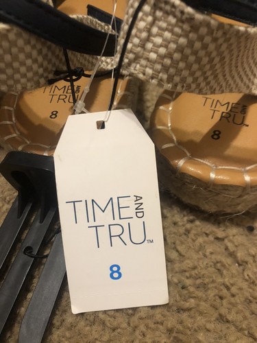 Time And Tru Ankle Strap ESP Women Size 8 NEW With Tags Blue White - Picture 8 of 10