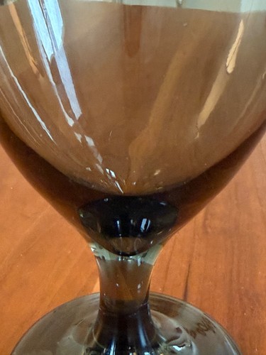 Vintage Scandinavian Smoke Glass Goblet – Mid Century Modern – 7” - Picture 7 of 9