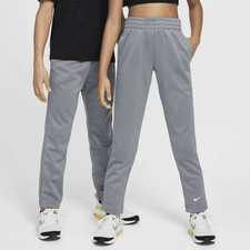 Nike Multi Big Kids' Therma-FIT Open-Hem Training Pants Color: Cool Grey/White S