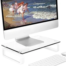  Computer Monitor Stand Riser Multi Media Desktop Stand for Flat Screen Clear