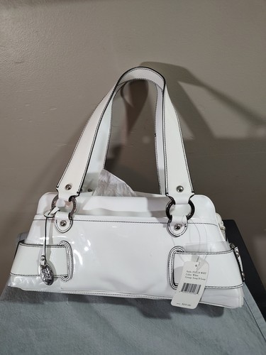 Bolso de hombro Franco Sarto blanco dos asas mediano charol nuevo con etiquetas - Imagen 3 de 12