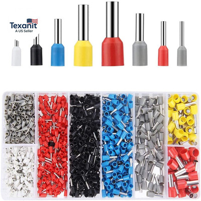 1200PCS Terminals Wire Ferrules Kit AWG22-7 HSC8 6-4 0.25-10Mm2 Wire Ferrules Co