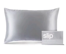 Slip 20" x 30" Queen Pure Silk Pillow Case, Soft & Durable - Silver( New Sealed)