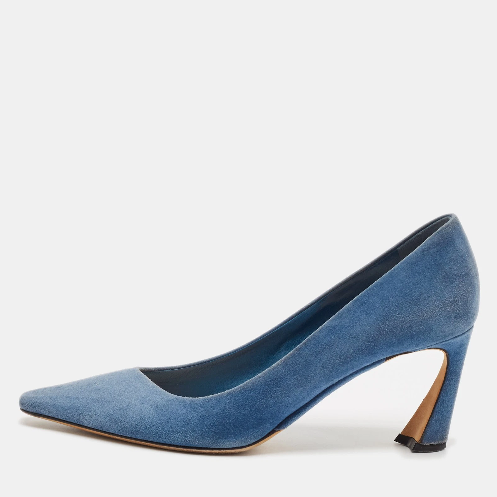 Escarpins Dior bleu daim bout pointu talon ombre taille 38,5