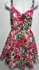 Vineyard Vines Sundress Dress 6 Silk Blend Mini Floral Sleeveless Bow Pink Red