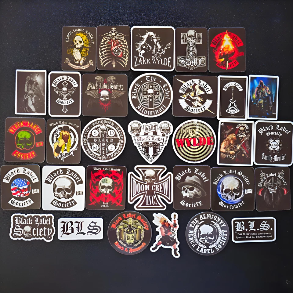 Black Label Society Vinyl Stickers Zakk Wylde Heavy Metal Skulls Biker Doom Crew