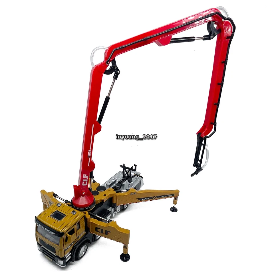 1:60 Concrete Pump Truck Toy Model Diecast Construction Vehicle with Light Sound - Image 3 of 4