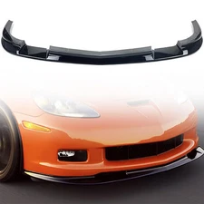 For Corvette C6 Z06 06-13 | ZR1 Style Glossy Black Front Bumper Splitter Lip Kit