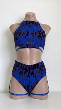 Schminke ?? Mesh Flames fire festival pole dance wear UV halter top sweetheart