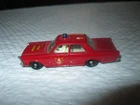 MATCHBOX/LESNEY RED FORD GALAXIE FIRE CHIEF 1/64 SCALE DIE CAST CAR-ENGLAND