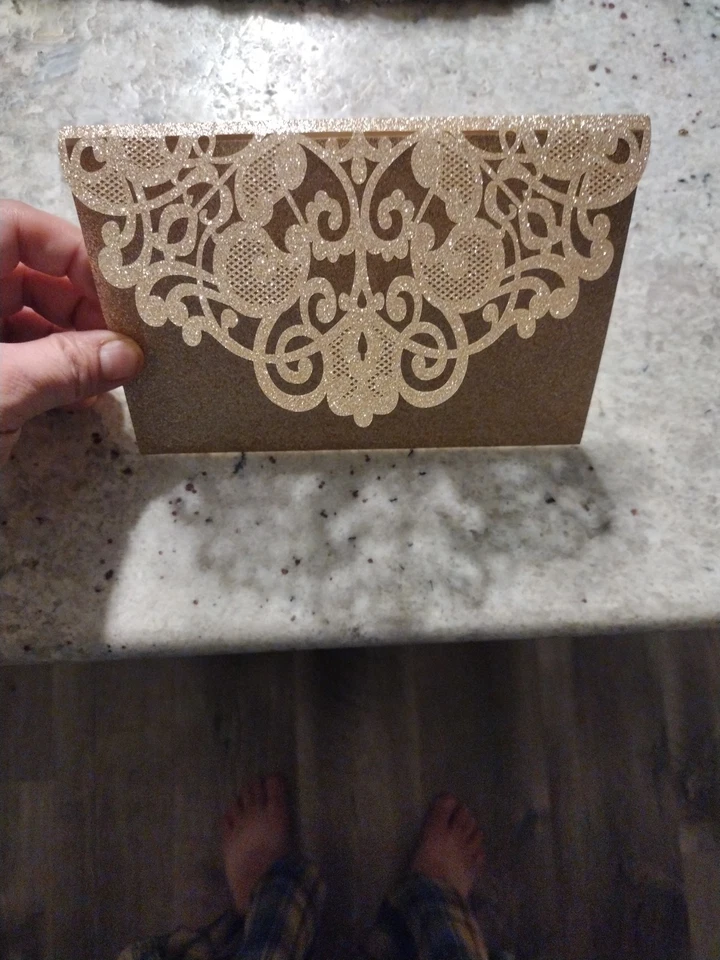 50/Piezas Tarjeta Invitaciones Invitación Boda Huecado-Out Tallado Encaje Diseño-Dorado Foto 3 de 3