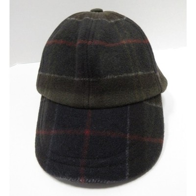 Barbour Hat Cap Men Strapback Green Merino Wool Tartan Plaid Country Hunting