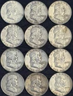 Roll of 12 Circulated 1950s-1960s Franklin Half Dollar 90% Silver Coins