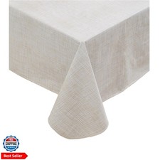 Heavy Duty Vinyl Tablecloth with Flannel Backing Waterproof Oil-Proof Plastic...